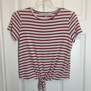 Green Envelope Short Sleeve Red and White Striped Top Size S